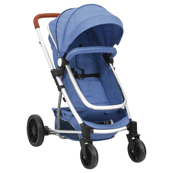 vidaXL Poussette pour b&eacute;b&eacute; 2-en-1 Bleu marine Aluminium