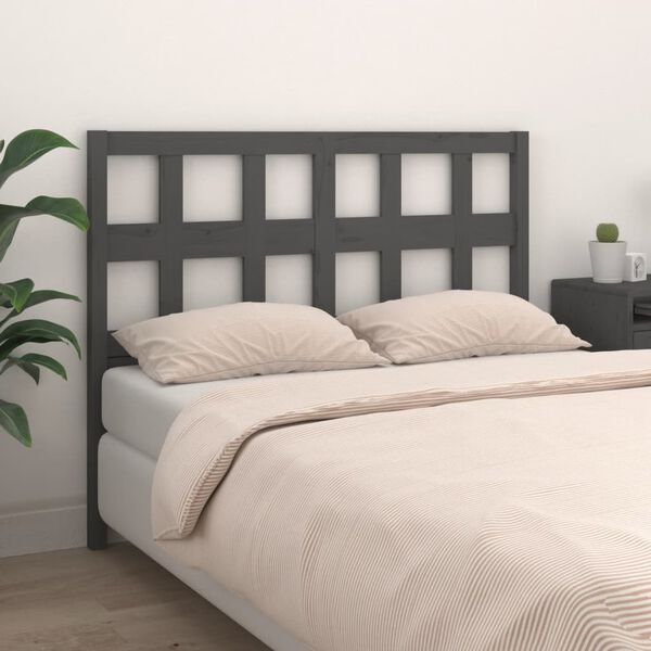 vidaXL T&ecirc;te de lit Gris 165,5x4x100 cm Bois massif de pin
