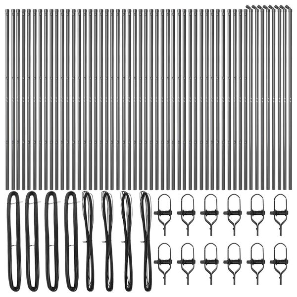 vidaXL Poteau de cl&ocirc;ture. 52 pcs Gris 3,2 x 3,2 x 210 cm