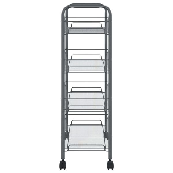 vidaXL Chariot de cuisine &agrave; 4 niveaux Gris 46x26x85 cm Fer