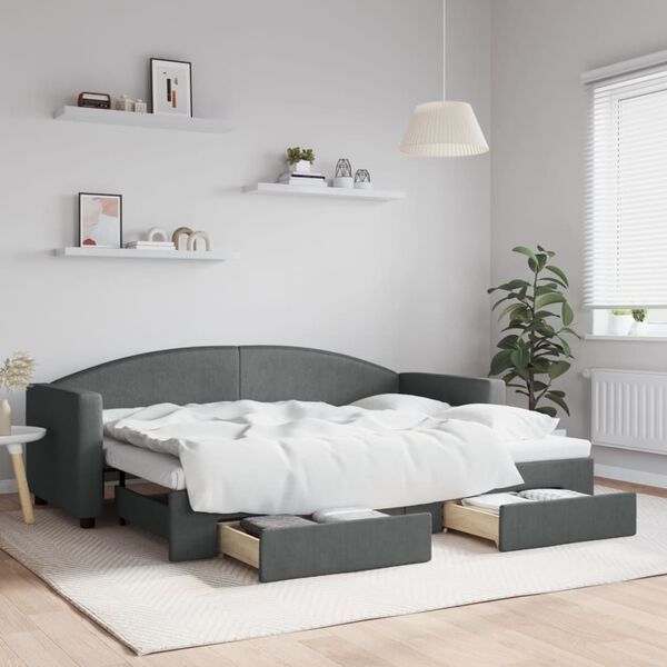 vidaXL Lit de jour avec gigogne et tiroirs sans matelas 80x200 cm