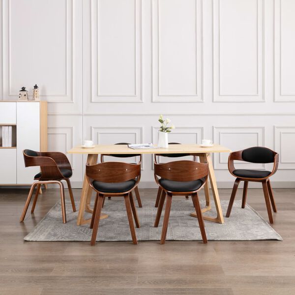 vidaXL Chaises &agrave; manger lot de 6 bois courb&eacute; et similicuir