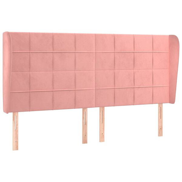 vidaXL T&ecirc;te de lit avec oreilles Rose 203x23x118/128 cm Velours