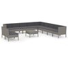 vidaXL Salon de jardin 12 pcs avec coussins R&eacute;sine tress&eacute;e Gris