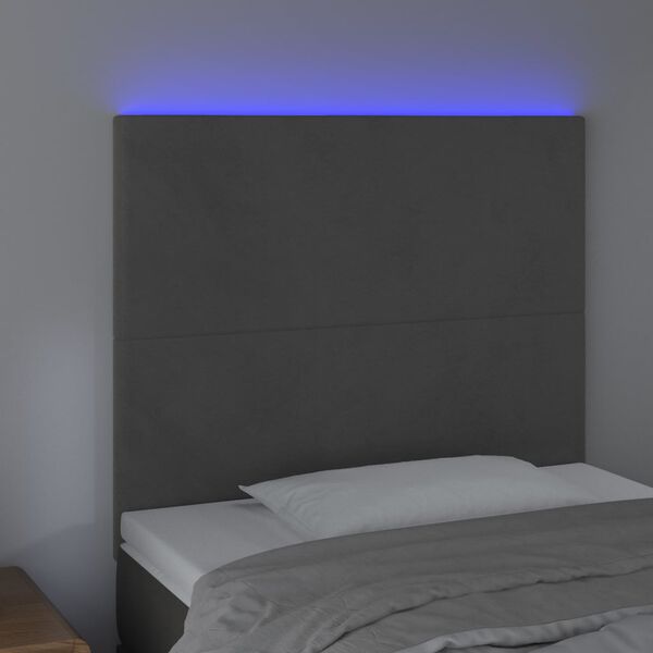 vidaXL T&ecirc;te de lit &agrave; LED Gris fonc&eacute; 100x5x118/128 cm Velours