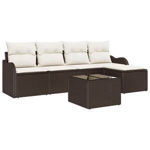 vidaXL Ensemble de canap&eacute; de jardin Marron polyrotin
