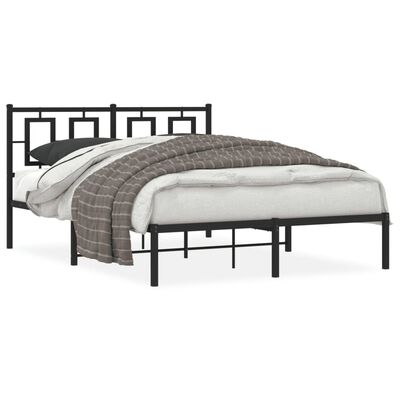 vidaXL Cadre de lit métal sans matelas avec tête de lit noir 135x190cm