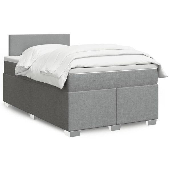 vidaXL Sommier &agrave; lattes de lit avec matelas Gris clair 120x200cm Tissu