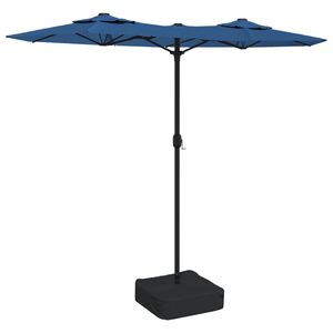vidaXL Parasol de jardin &agrave; double t&ecirc;te avec LED bleu azur&eacute; 316x145 cm