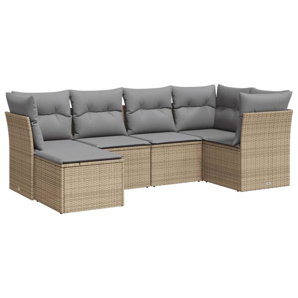 vidaXL Salon de jardin avec coussins 6 pcs beige r&eacute;sine tress&eacute;e