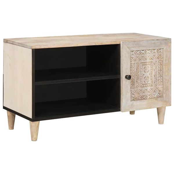 vidaXL Unites TV avec &eacute;tag&egrave;re Blanc 80 x 33 x 46 cm Bois d'ing&eacute;nierie