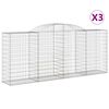 vidaXL Paniers &agrave; gabions arqu&eacute;s 3 pcs 300x50x120/140 cm fer galvanis&eacute;