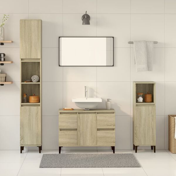 vidaXL Ensemble de meubles de salle de bain 3 pcs ch&ecirc;ne sonoma