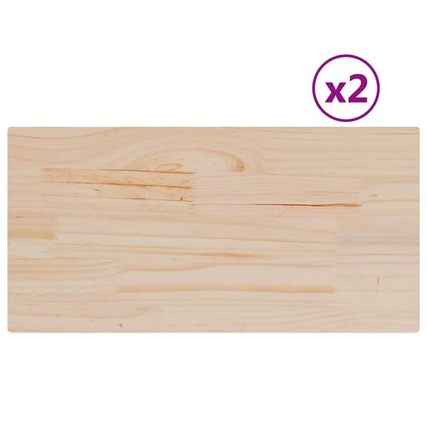 vidaXL Dessus de table 2 pcs 60x30x2,5cm rectangulaire bois pin massif
