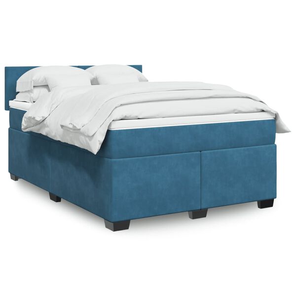 vidaXL Sommier &agrave; lattes de lit et matelas bleu 140x200 cm velours