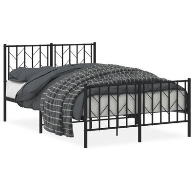 vidaXL Cadre de lit métal sans matelas avec pied de lit noir 120x200cm