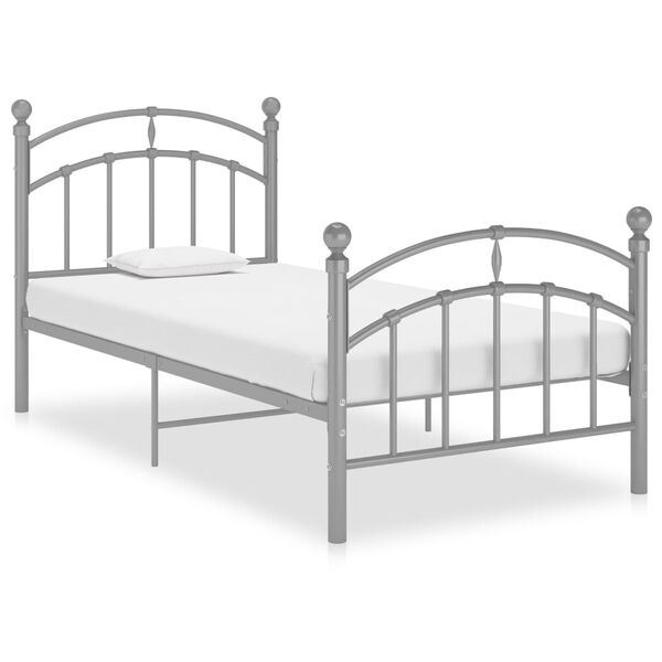 vidaXL Cadre de lit sans matelas gris m&eacute;tal 100x200 cm