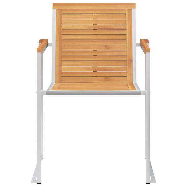 vidaXL Chaises de jardin lot de 8 Bois teck solide et acier inoxydable