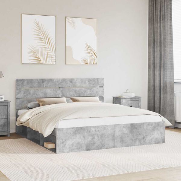 vidaXL Cadre de lit B&eacute;ton 200 x 200 cm Bois de pin massif