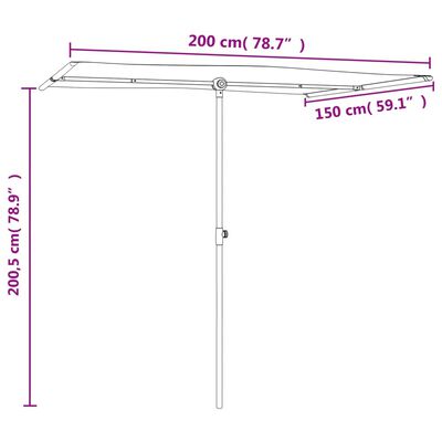 vidaXL Parasol de jardin avec mât en aluminium 2x1,5 m Vert