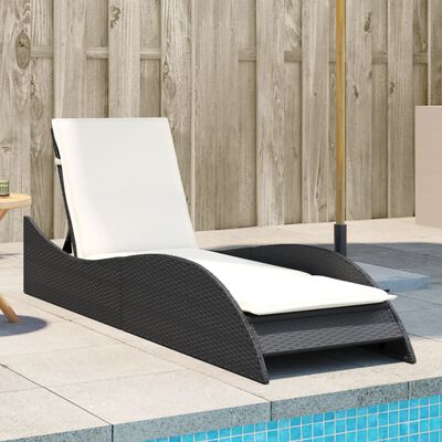 vidaXL Chaise longue avec coussin noir 60x205x73 cm résine tressée