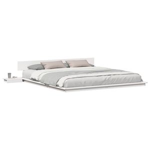 vidaXL Cadre de lit Blanc 200 x 200 cm bois
