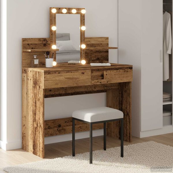 vidaXL Table de Toilette avec tiroir Bois ancien 100 x 40 x 130 cm