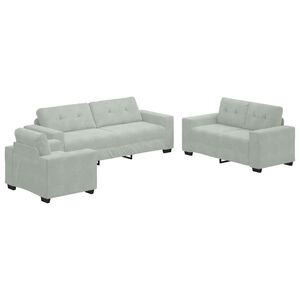 vidaXL Ensemble de Canap&eacute;s 3 pc Gris clair Velours