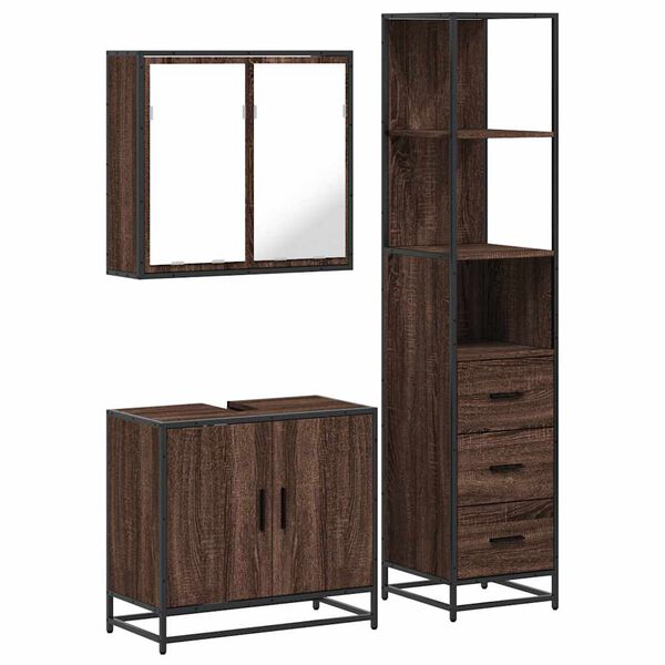 vidaXL Ensemble de meubles de salle de bain 3 pcs Ch&ecirc;ne marron
