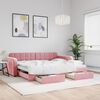 vidaXL Lit de jour avec gigogne et tiroirs sans matelas rose 90x200 cm