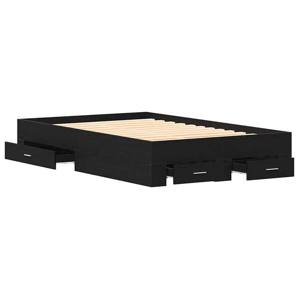vidaXL Cadre de lit Ch&ecirc;ne noir 120 x 200 cm Bois d'ing&eacute;nierie