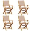vidaXL Chaises de jardin pliantes lot de 4 taupe tissu et bois massif