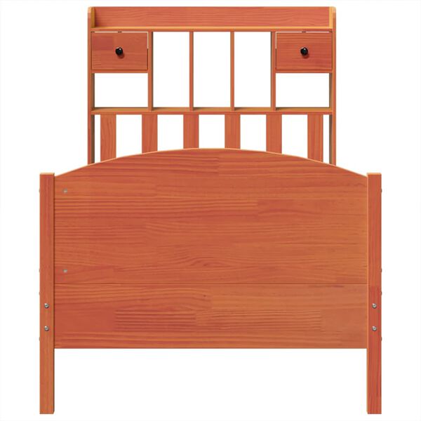 vidaXL Lit biblioth&egrave;que sans matelas cire marron 75x190 cm pin massif