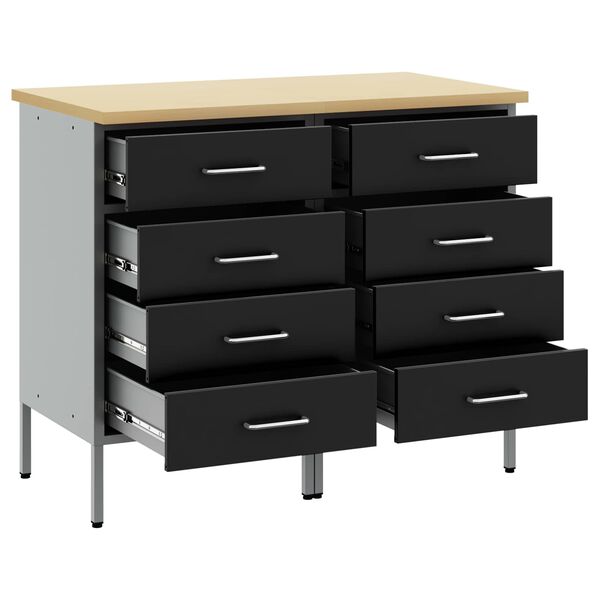 vidaXL Placard de travail 2 pcs Noir et gris 100 x 55 x 85 cm