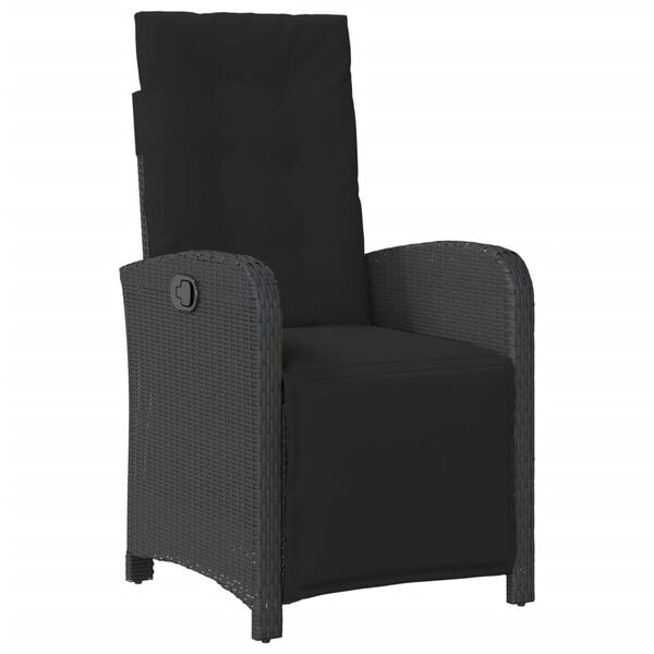 vidaXL Ensemble &agrave; manger de jardin coussins 5pcs Noir R&eacute;sine tress&eacute;e