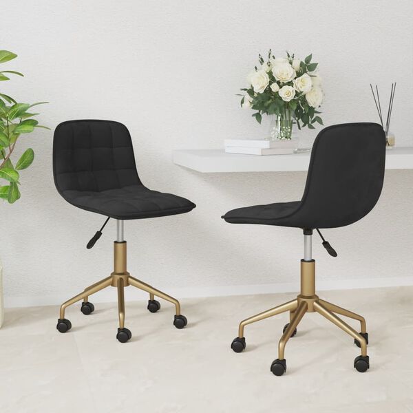 vidaXL Chaises pivotantes &agrave; manger lot de 2 noir velours