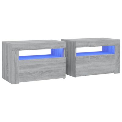 vidaXL Tables de chevet 2 pcs avec LED sonoma gris 60x35x40 cm