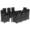 vidaXL Ensemble &agrave; manger de jardin 9pcs coussins noir r&eacute;sine tress&eacute;e
