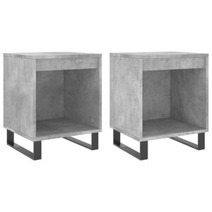 vidaXL Tables de chevet 2 pcs gris b&eacute;ton 40x35x50 cm bois d&rsquo;ing&eacute;nierie