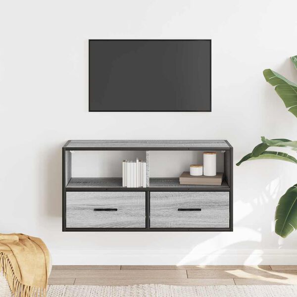 vidaXL Meuble TV sonoma gris 80x31x39,5 cm bois d'ingénierie et métal