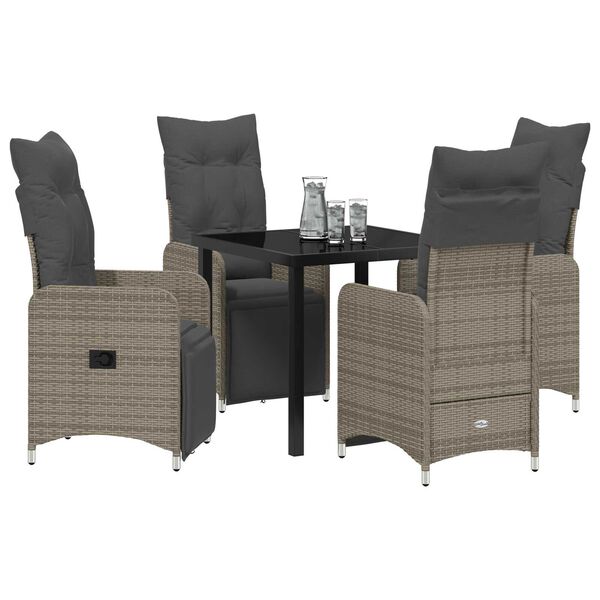 vidaXL Ensemble de salle &agrave; manger pour jardin 5 pcs Gris Poly rotin