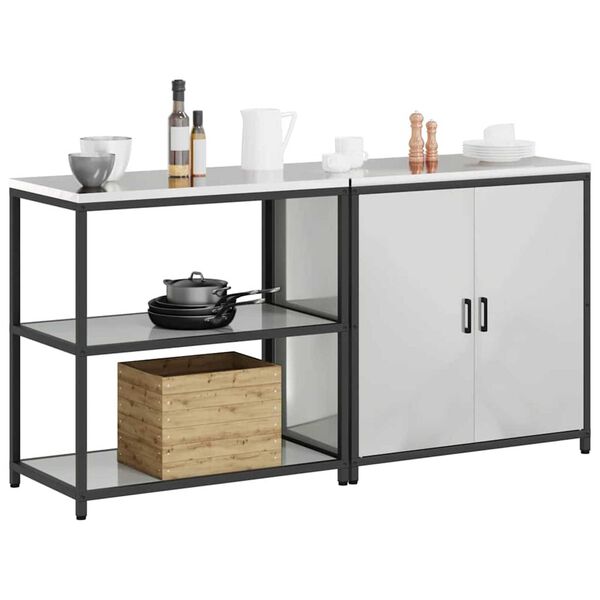 vidaXL Ensemble de rangement cuisine 2 pcs Argent&eacute; Acier galvanis&eacute;