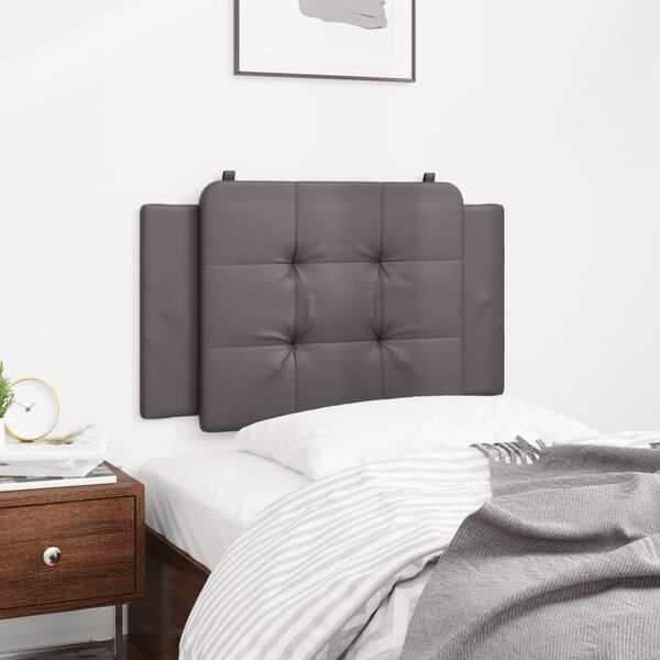 vidaXL Coussin de t&ecirc;te de lit Zadar gris 90 cm similicuir