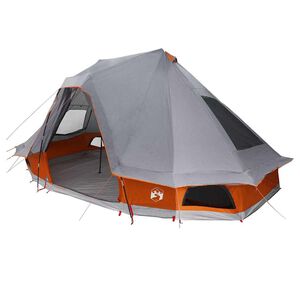 vidaXL Tente Tipi 6 personne Gris et orange taffetas