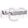 vidaXL Ensemble &agrave; manger de jardin 9 pcs coussins r&eacute;sine tress&eacute;e acier