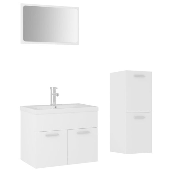 vidaXL Ensemble de meubles de salle de bain Blanc Agglom&eacute;r&eacute;