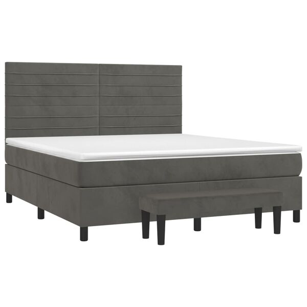 vidaXL Sommier &agrave; lattes de lit et matelas Gris fonc&eacute; 160x200cm Velours