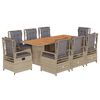 vidaXL Ensemble &agrave; manger de jardin et coussins 9 pcs beige Poly rotin