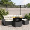 vidaXL Salon de jardin 6 pcs avec coussins noir r&eacute;sine tress&eacute;e