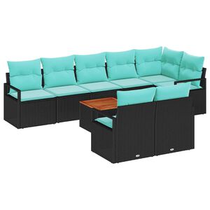 vidaXL Ensemble de canap&eacute; de jardin 9 pc Noir polyrotin